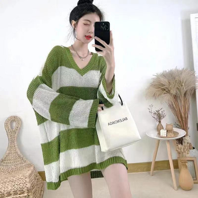 Rudens ziemas Y2k džemperis Sieviešu Harajuku Punk trikotāžas svītrains, retro lielizmēra džemperis ar džemperi, augšējais apģērbs