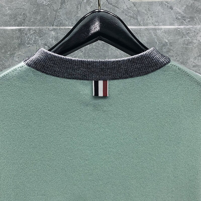 TB THOM Γυναικεία Πουλόβερ Κορεάτικα Παλτό Επώνυμων Μόδας Fun-Mix Συνονθύλευμα 4 ράβδων ρίγες Crewneck Πουλόβερ Kawaii Streetwear Πουλόβερ