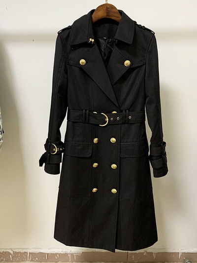 HIGH STREET 2022. Dizajnerski trenč ženski kaput s dvostrukim kopčanjem i dugmadima s remenom