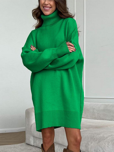 Γυναικείο μακρύ πουλόβερ με ζιβάγκο Γυναικείο πλεκτό πουλόβερ πουλόβερ Casual loose jumper Γυναικείο χειμωνιάτικο πουλόβερ Φόρεμα ζεστό Dames Truien