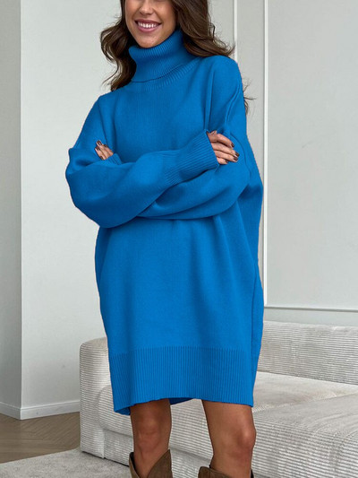 Γυναικείο μακρύ πουλόβερ με ζιβάγκο Γυναικείο πλεκτό πουλόβερ πουλόβερ Casual loose jumper Γυναικείο χειμωνιάτικο πουλόβερ Φόρεμα ζεστό Dames Truien