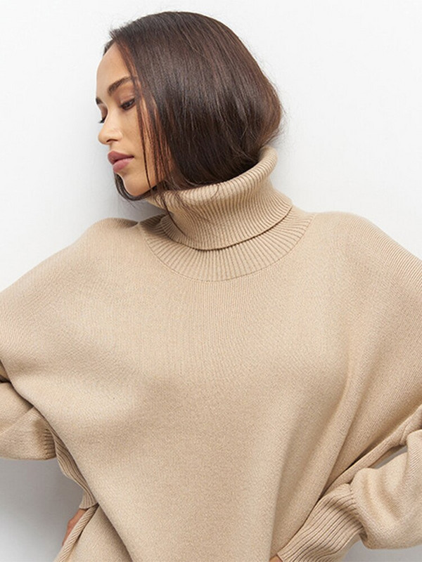 Γυναικείο μακρύ πουλόβερ με ζιβάγκο Γυναικείο πλεκτό πουλόβερ πουλόβερ Casual loose jumper Γυναικείο χειμωνιάτικο πουλόβερ Φόρεμα ζεστό Dames Truien