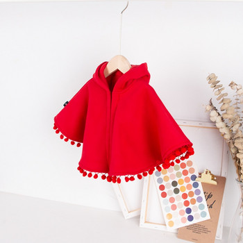 Връхни дрехи с наметало за момиченце Червена пролетна есен Бебешка наметка с качулка Джъмпери мантия Памучна детска жилетка Пончо Дрехи
