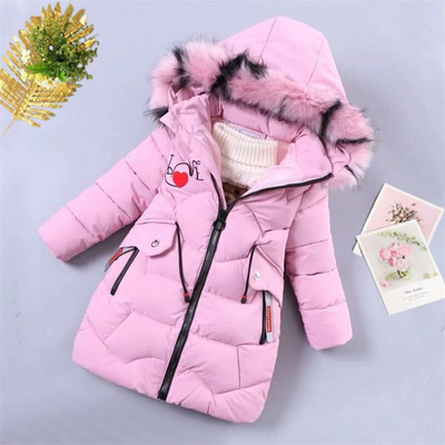 Ново топло зимно палто за момичета Модно детско яке с качулка Палто за момичета Дрехи за момичета 3-12 години