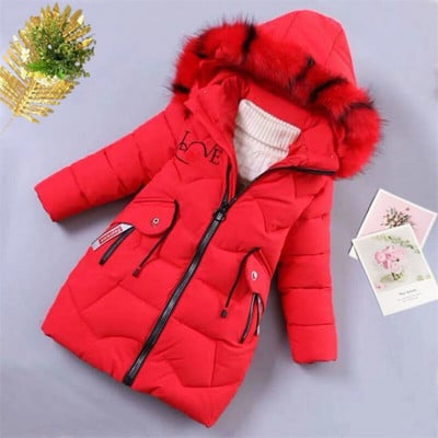 Ново топло зимно палто за момичета Модно детско яке с качулка Палто за момичета Дрехи за момичета 3-12 години