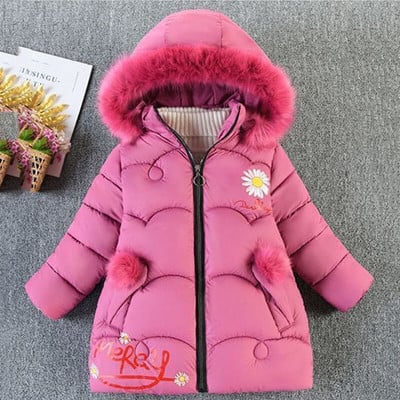 Ново топло зимно палто за момичета Модно детско яке с качулка Палто за момичета Дрехи за момичета 3-12 години