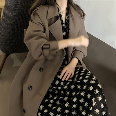 2022. gada jauns vējjaka sieviešu apģērbs, korejiešu elegants pavasara rudens garie mēteļi, jp173