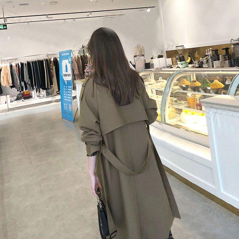 2022. gada jauns vējjaka sieviešu apģērbs, korejiešu elegants pavasara rudens garie mēteļi, jp173