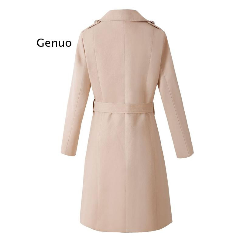 Ženski vintage bijeli trenč kaput s dvostrukim kopčanjem za žene, uski dugi trenč haljina, ženska zimska uredska jednobojna trenč haljina