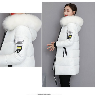 2021 Χειμερινό μπουφάν με κουκούλα με γούνινο γιακά Γυναικεία παλτό πάρκα υψηλής ποιότητας Γυναικεία λεπτή Paddinh Parka Γυναικεία μεσαία παλτό