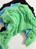 Sieviešu Yitimoky džemperis, dobs, adīts džemperis, džemperis ar garām piedurknēm, apgriezts tops korejiešu modes rudens ziema 2022 zaļš apģērbs