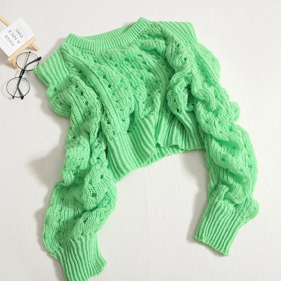 Sieviešu Yitimoky džemperis, dobs, adīts džemperis, džemperis ar garām piedurknēm, apgriezts tops korejiešu modes rudens ziema 2022 zaļš apģērbs