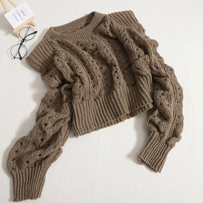 Sieviešu Yitimoky džemperis, dobs, adīts džemperis, džemperis ar garām piedurknēm, apgriezts tops korejiešu modes rudens ziema 2022 zaļš apģērbs