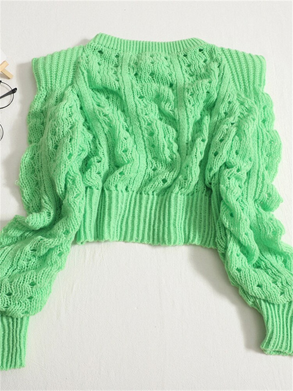 Sieviešu Yitimoky džemperis, dobs, adīts džemperis, džemperis ar garām piedurknēm, apgriezts tops korejiešu modes rudens ziema 2022 zaļš apģērbs