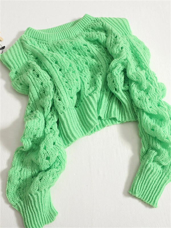 Sieviešu Yitimoky džemperis, dobs, adīts džemperis, džemperis ar garām piedurknēm, apgriezts tops korejiešu modes rudens ziema 2022 zaļš apģērbs