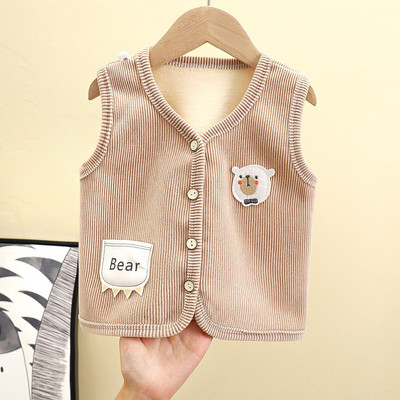 0-5Y Cartoon Bear Winter Kid Γιλέκο Γούνινο Γιλέκο Χοντρό ζεστό μπουφάν αμάνικο κοριτσάκι αγόρι Παιδικά ρούχα Παιδικά ρούχα