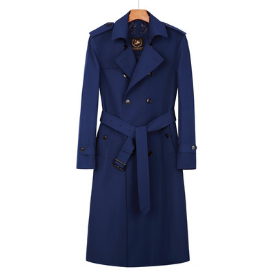 Super Long Windbreaker Ανδρική βρετανική καμπαρντίνα με διπλό στήθος μεσαίο γκρι μακρύ φόρεμα Άνοιξη Φθινόπωρο Νέα μόδα πάνω από το γόνατο