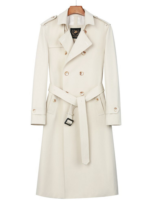 Super Long Windbreaker Ανδρική βρετανική καμπαρντίνα με διπλό στήθος μεσαίο γκρι μακρύ φόρεμα Άνοιξη Φθινόπωρο Νέα μόδα πάνω από το γόνατο