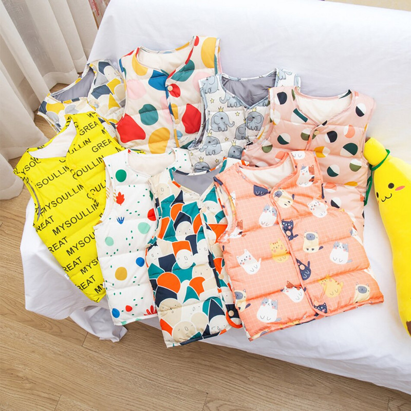 Βρεφικά γιλέκα Αμάνικα Cartoon Down Ρούχα Μπουφάν Αγόρια Κορίτσια Παλτό Παιδικό Γιλέκο εξωτερικού χώρου Γιλέκο Παιδικά Πανωφόρια JYF