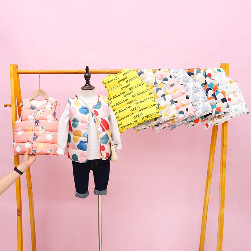 Βρεφικά γιλέκα Αμάνικα Cartoon Down Ρούχα Μπουφάν Αγόρια Κορίτσια Παλτό Παιδικό Γιλέκο εξωτερικού χώρου Γιλέκο Παιδικά Πανωφόρια JYF