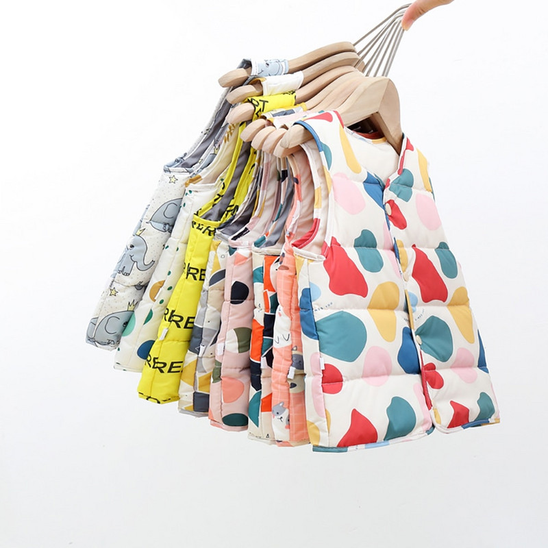 Βρεφικά γιλέκα Αμάνικα Cartoon Down Ρούχα Μπουφάν Αγόρια Κορίτσια Παλτό Παιδικό Γιλέκο εξωτερικού χώρου Γιλέκο Παιδικά Πανωφόρια JYF