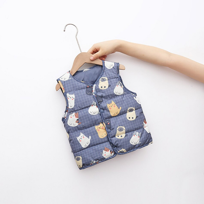 Βρεφικά γιλέκα Αμάνικα Cartoon Down Ρούχα Μπουφάν Αγόρια Κορίτσια Παλτό Παιδικό Γιλέκο εξωτερικού χώρου Γιλέκο Παιδικά Πανωφόρια JYF