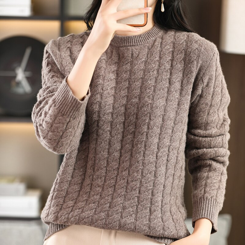 Storas džemperis Moteriški kašmyro megztiniai 100 % merino vilnos megztinis 2022 m. žiemos džemperis Nauji drabužiai Korėjos mados megztinių viršus
