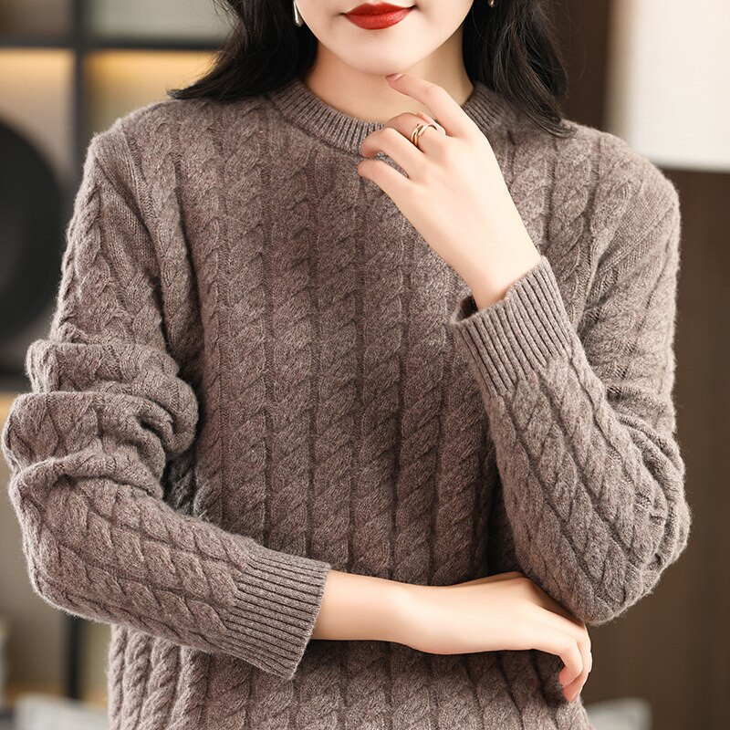 Storas džemperis Moteriški kašmyro megztiniai 100 % merino vilnos megztinis 2022 m. žiemos džemperis Nauji drabužiai Korėjos mados megztinių viršus