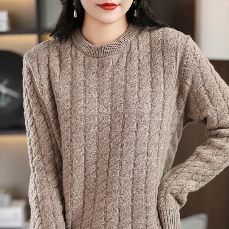 Storas džemperis Moteriški kašmyro megztiniai 100 % merino vilnos megztinis 2022 m. žiemos džemperis Nauji drabužiai Korėjos mados megztinių viršus