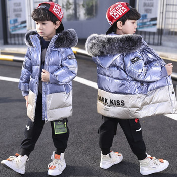 Παιδικό χειμωνιάτικο ζεστό παλτό Παιδικό φωτεινό αδιάβροχο χοντρό μπουφάν παιδικά ρούχα για αγόρια με κουκούλα parka Μπλουζάκια για αγόρια Εξωτερικά ρούχα 13Y