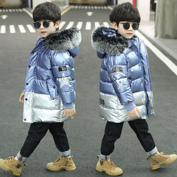 Παιδικό χειμωνιάτικο ζεστό παλτό Παιδικό φωτεινό αδιάβροχο χοντρό μπουφάν παιδικά ρούχα για αγόρια με κουκούλα parka Μπλουζάκια για αγόρια Εξωτερικά ρούχα 13Y