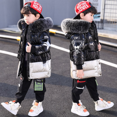 Bērnu ziemas silts mētelis bērniem spilgts ūdensizturīgs bieza jaka mazuļu zēnu apģērbi ar kapuci parka Topi zēnu virsdrēbes 13 g.