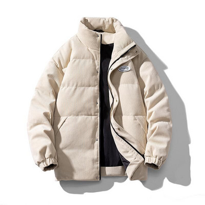 Χειμερινό ζεστό παλτό Oversize Bubble Jacket Μονόχρωμο Ανδρικό Χειμερινό Παλτό Διάφορα Χρώματα Streetwear Ρετρό Κοτλέ μπουφάν