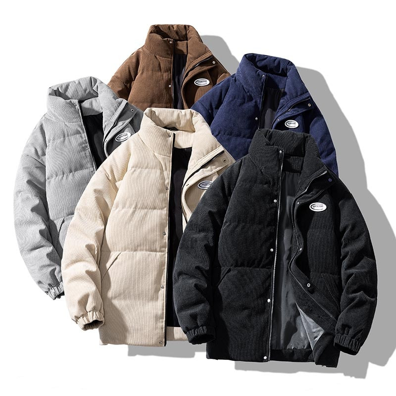 Χειμερινό ζεστό παλτό Oversize Bubble Jacket Μονόχρωμο Ανδρικό Χειμερινό Παλτό Διάφορα Χρώματα Streetwear Ρετρό Κοτλέ μπουφάν