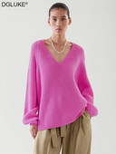 Džemper od kašmira s V-izrezom Ženska zima 2022. Modni obični vuneni pleteni džemper Pulover Preveliki džemper Ulična odjeća