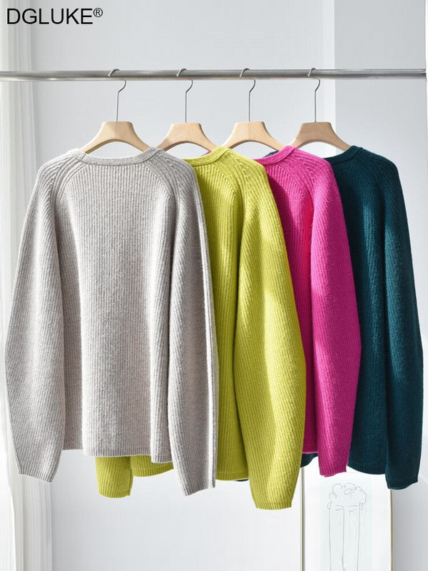 Džemper od kašmira s V-izrezom Ženska zima 2022. Modni obični vuneni pleteni džemper Pulover Preveliki džemper Ulična odjeća