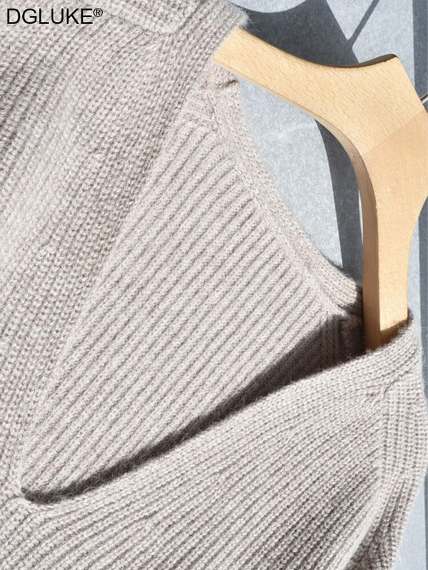 Džemper od kašmira s V-izrezom Ženska zima 2022. Modni obični vuneni pleteni džemper Pulover Preveliki džemper Ulična odjeća