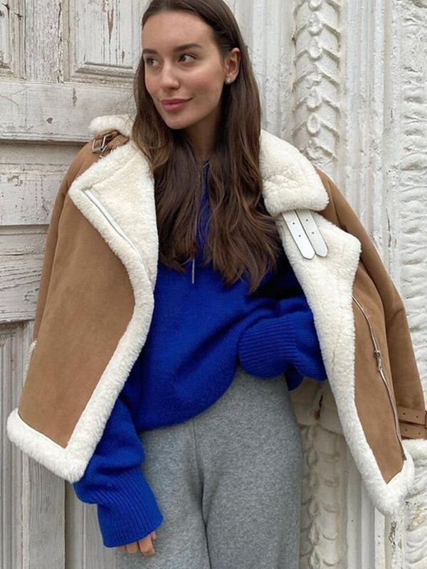 Polo apkakle, trikotāžas sieviešu džemperis, rudens ziemas brīvs ikdienas sieviešu džemperis, 2022. g. garām piedurknēm, silts, ciets rāvējslēdzēja džemperis