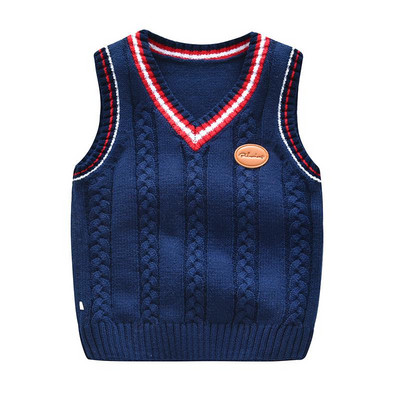 Φθινόπωρο & Χειμώνας Παιδικά Αμάνικα Πουλόβερ Βρεφικό χειμωνιάτικο γιλέκο V-λαιμόκοψη Ζεστό πλεκτό γιλέκο Παιδικό πλεκτό γιλέκο για αγόρια
