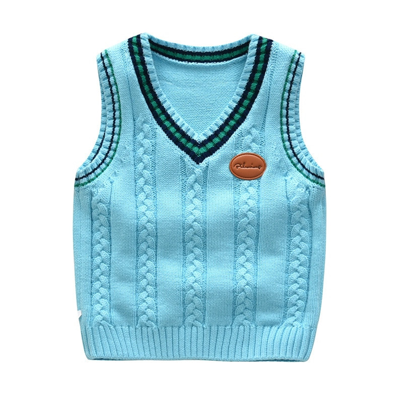Φθινόπωρο & Χειμώνας Παιδικά Αμάνικα Πουλόβερ Βρεφικό χειμωνιάτικο γιλέκο V-λαιμόκοψη Ζεστό πλεκτό γιλέκο Παιδικό πλεκτό γιλέκο για αγόρια