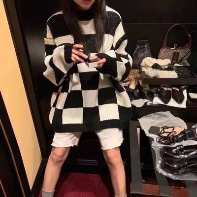 Vintage Πλεκτό Πλεκτό Γυναικείο Πουλόβερ Χειμώνας Φθινόπωρο Ζεστά Πουλόβερ πουλόβερ με λαιμόκοψη μακρύ χοντρό χαλαρό πουλόβερ Κορεατική μόδα