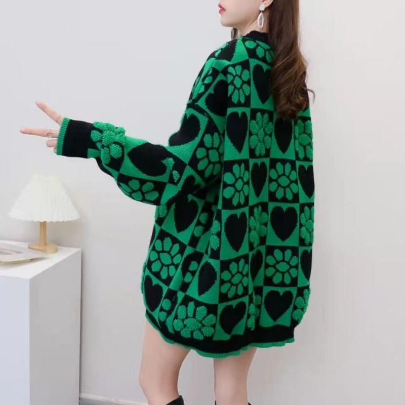 Vintage Πλεκτό Πλεκτό Γυναικείο Πουλόβερ Χειμώνας Φθινόπωρο Ζεστά Πουλόβερ πουλόβερ με λαιμόκοψη μακρύ χοντρό χαλαρό πουλόβερ Κορεατική μόδα