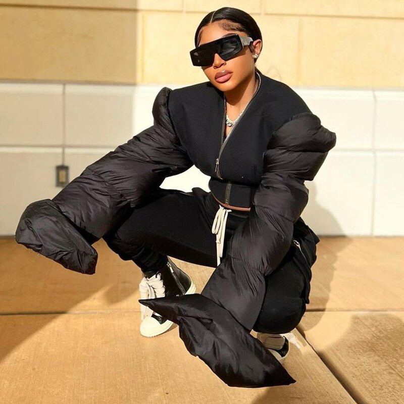 ANJAMANOR Skraćena pufer jakna s patentnim zatvaračem ANJAMANOR Ulična modna ženska gornja odjeća 2022. Elegantni kaputi s mjehurićima D85-FG48