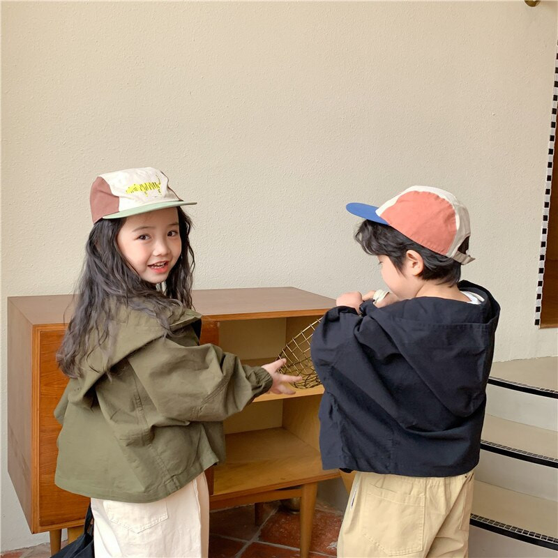 Παιδικά μονόχρωμα μονόχρωμα σακάκια με κουκούλα για αγόρια και κορίτσια Φαρδιά παλτό με κουκούλα