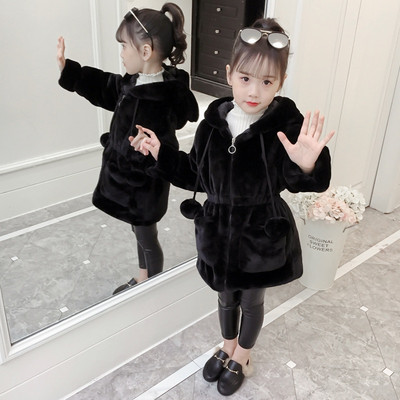 Őszi téli gyerek lányok meleg, vastag dzsekik szőrmével kapucnis gyerekek hosszú parkos lányok kültéri kabátok baba lány kabát 4-12 éves korig