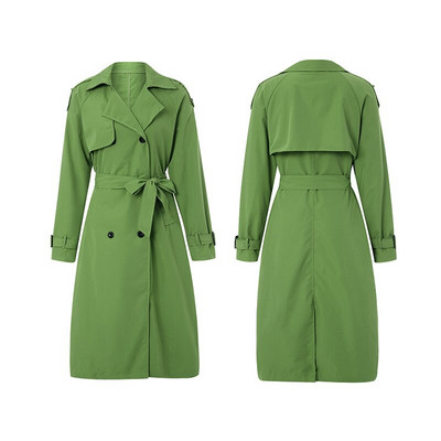 Ženski kaput s dugim kapuljačom na dvostruko kopčanje, klasični kaput s dugim rukavima na rever i vjetrom otporan na vjetar S-2XL