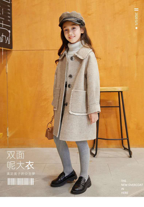 Vunena jakna za dječake i djevojčice Duga jednoredna topla kaputić od tvida za malu djecu Proljeće Jesen Zima Gornja odjeća za bebe 3-12 godina