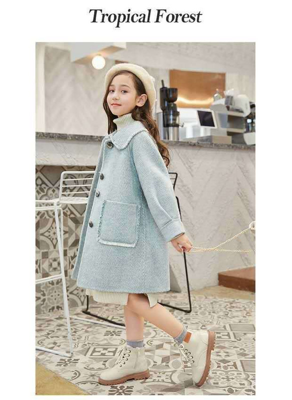 Vunena jakna za dječake i djevojčice Duga jednoredna topla kaputić od tvida za malu djecu Proljeće Jesen Zima Gornja odjeća za bebe 3-12 godina