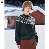 Giordano Γυναικεία πουλόβερ χοντρό 7 βελονιές Πλεκτομηχανές Fair Isle Crewneck Πουλόβερ Ragaln Sleeves Crewnneck Loose Casual πουλόβερ 18352609