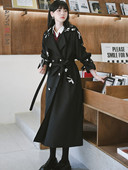 LANMREM melns sieviešu mētelis ar apdruku atloks ar divrindu šiks modes vidēja garuma vējjaka, sieviešu ielas apģērbs 2R5710